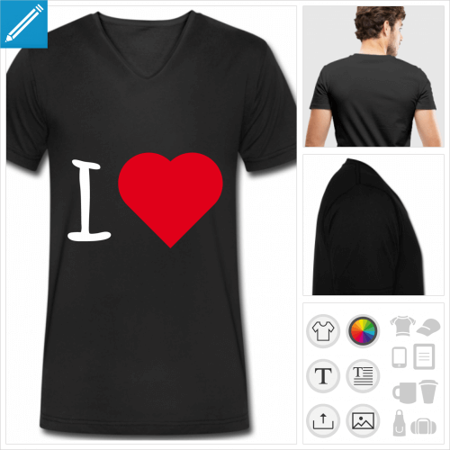 tee-shirt coeur I love  imprimer en ligne