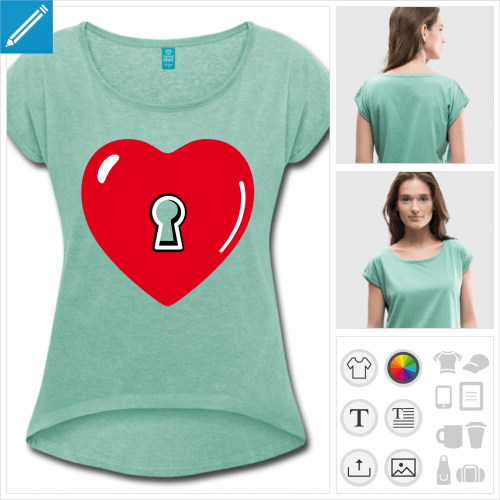 t-shirt femme I love  personnaliser en ligne