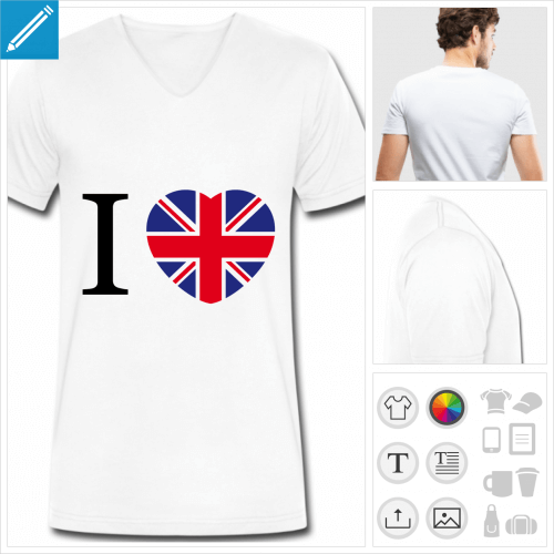 t-shirt homme union jack personnalisable