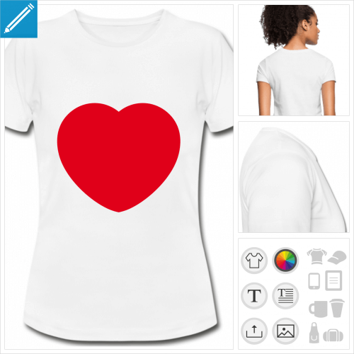 t-shirt blanc i love  personnaliser