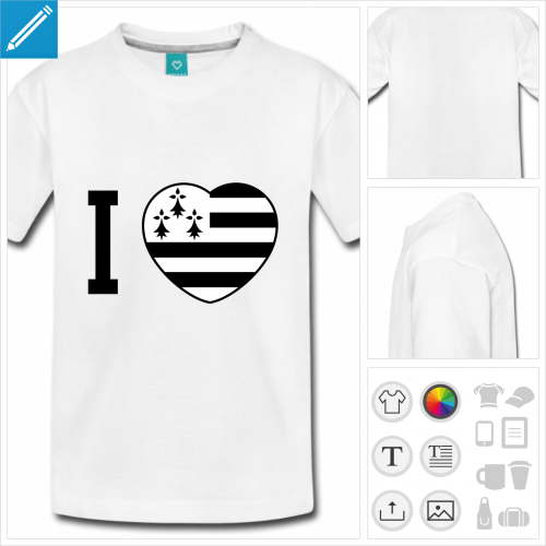 t-shirt basic I love Breizh à créer soi-même