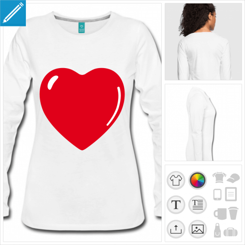 t-shirt manches longues coeur  crer en ligne