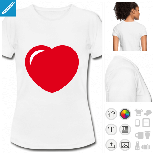 t-shirt blanc coeur arrondi à créer en ligne