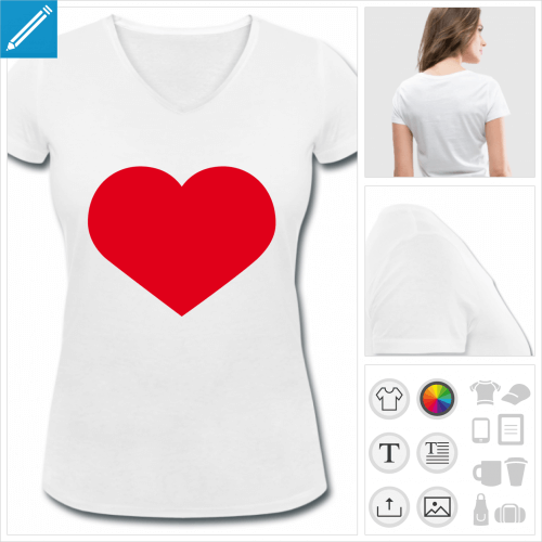 t-shirt col v coeur personnalisable