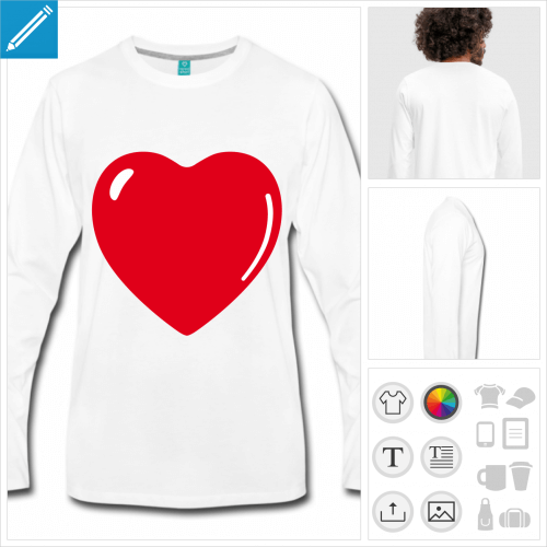 t-shirt coeur  personnaliser et imprimer en ligne