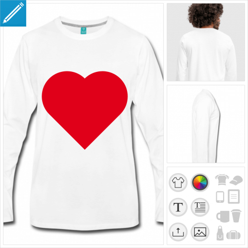 t-shirt i love personnalisable, impression  l'unit