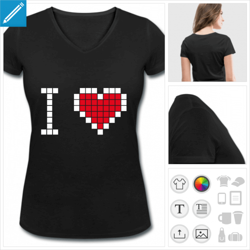 t-shirt i love pixel  crer en ligne