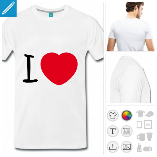 T-shirt I love rond, I love et cur arrondi  imprimer en ligne.