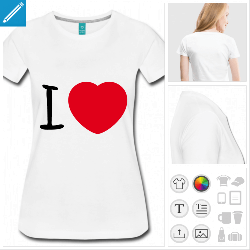 t-shirt simple coeur arrondi  personnaliser