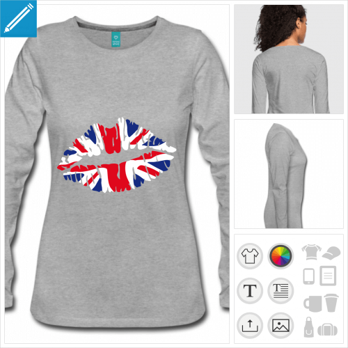 t-shirt noir drapeau anglais  personnaliser en ligne