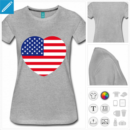 t-shirt manches courtes I love usa  crer soi-mme