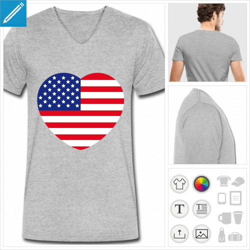 t-shirt I love usa personnalisable