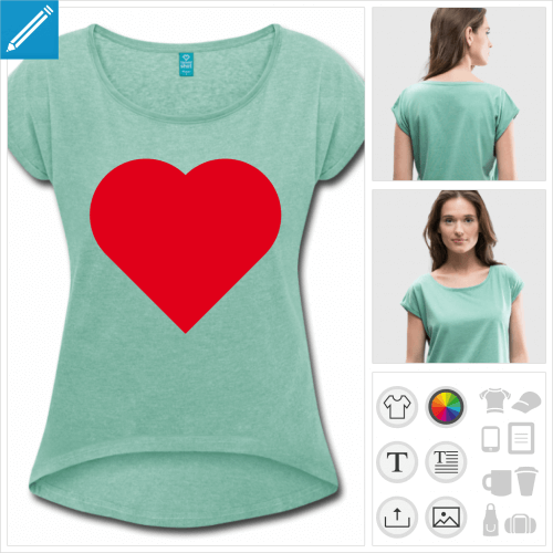 t-shirt femme coeur love personnalisable