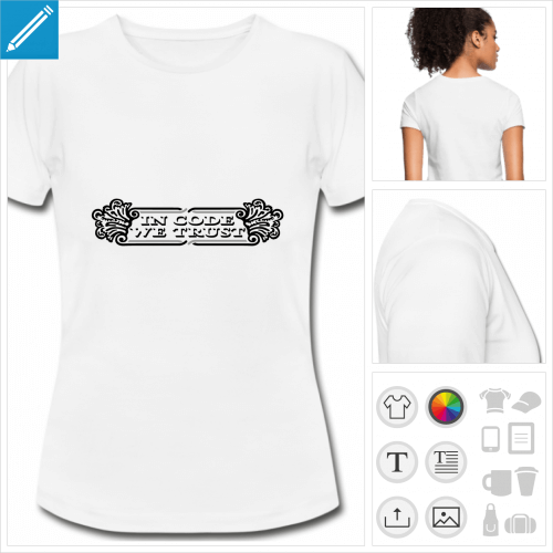 t-shirt blanc simple code  personnaliser et imprimer en ligne