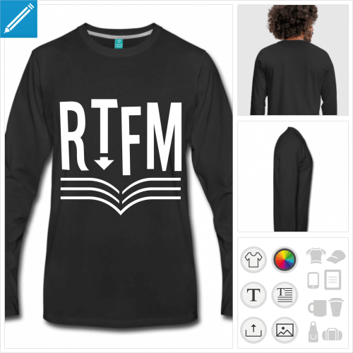 t-shirt manches longues rtfm  personnaliser en ligne