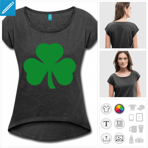 t-shirt asphalte trfle irlandais personnalisable, impression  l'unit