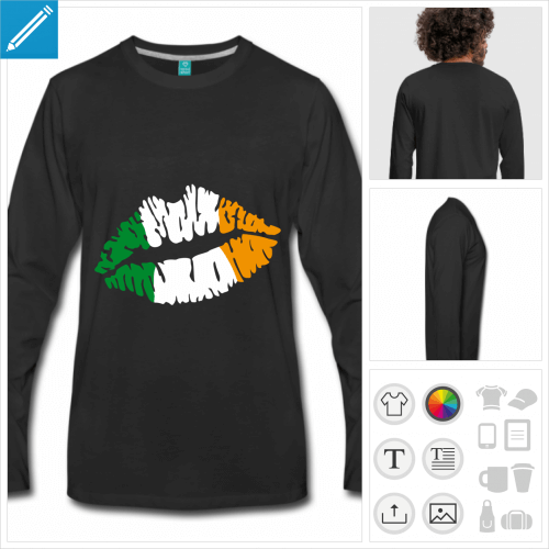 t-shirt manches longues Irlande  imprimer en ligne