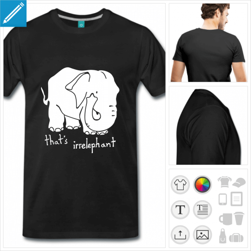 T-shirt irrelephant, unrelated to elephants, t-shirt blague  personnaliser en ligne.