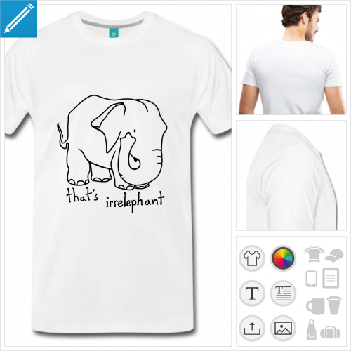 T-shirt irrelephant, blague that's irrelephant  imprimer en ligne.