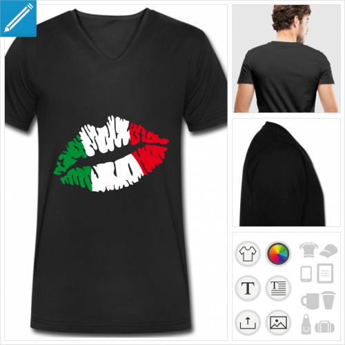 T-shirt Italie, drapeau italien en forme de bouche  imprimer en ligne.