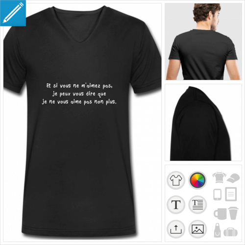 t-shirt manches courtes humour  personnaliser et imprimer en ligne