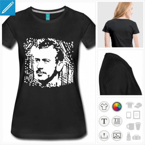 T-shirt John Steinbeck, portrait personnalisable  imprimer en ligne.