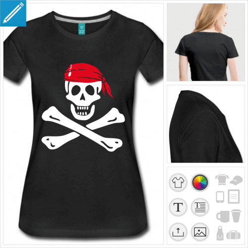 t-shirt femme drapeau pirate à imprimer en ligne