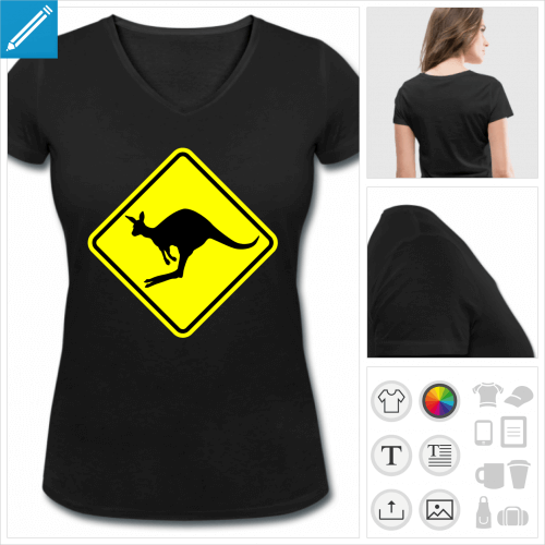 t-shirt femme attention kangourou à créer soi-même