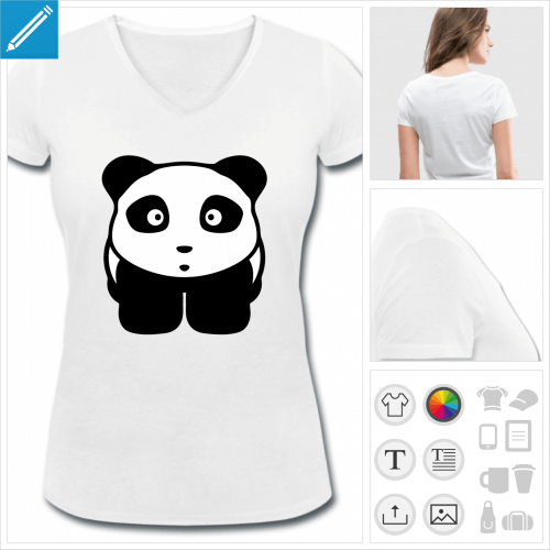 t-shirt femme panda  personnaliser et imprimer en ligne