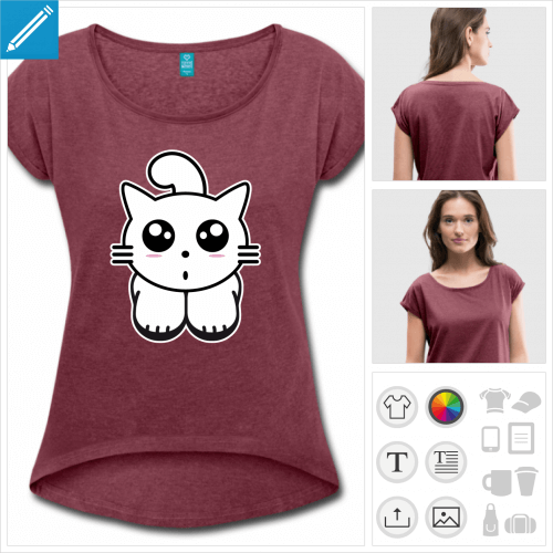 t-shirt femme chat personnalisable