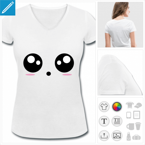 t-shirt col v kawaii  crer en ligne