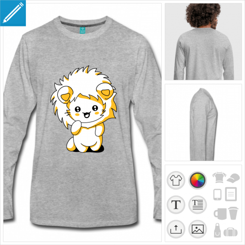 t-shirt homme chat lion  personnaliser en ligne