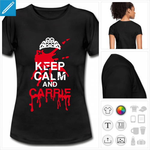 t-shirt noir basique keep calm humour  personnaliser en ligne