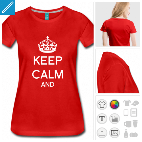 t-shirt rouge keep calm  personnaliser et imprimer en ligne