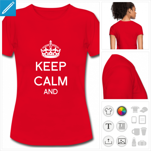 t-shirt rouge keep calm  personnaliser en ligne