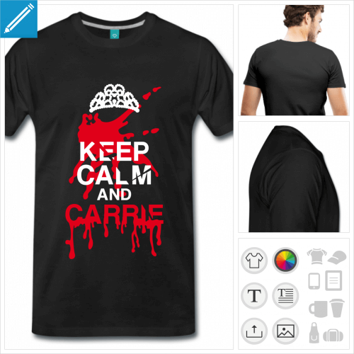 t-shirt noir keep calm Halloween à imprimer en ligne