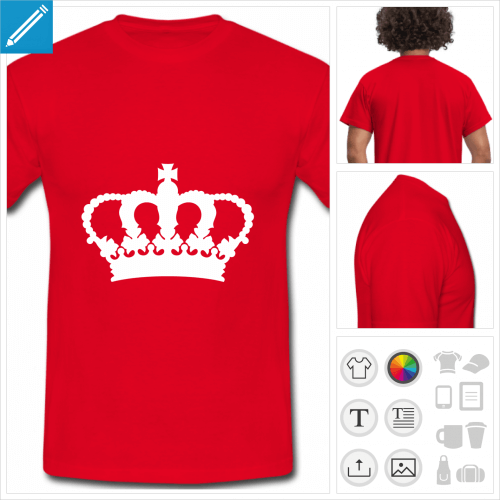 tee-shirt rouge couronne keep calm  personnaliser et imprimer en ligne