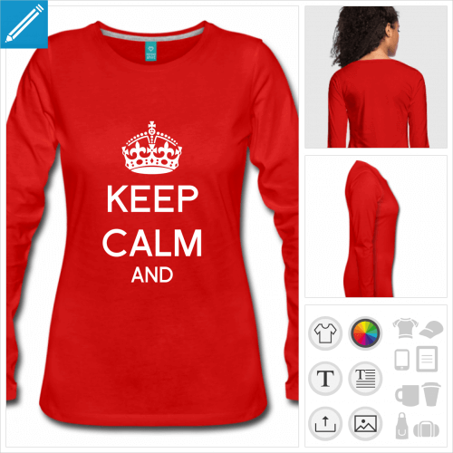 t-shirt rouge keep calm  complter  personnaliser, impression unique