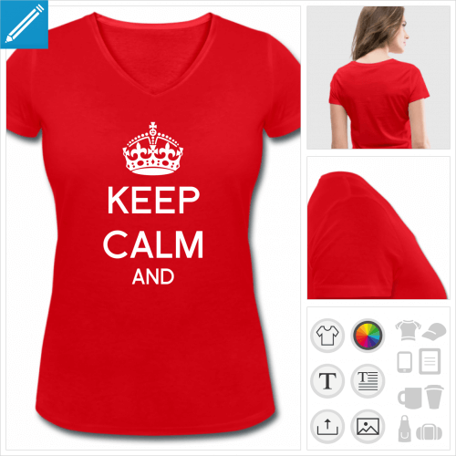 t-shirt femme keep calm votre texte  imprimer en ligne