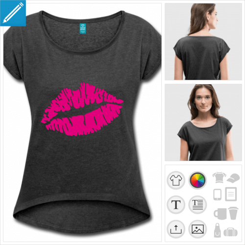 t-shirt femme lèvres à créer en ligne