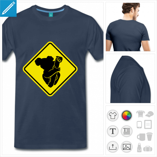 T-shirt koala, panneau koala dessin de face.