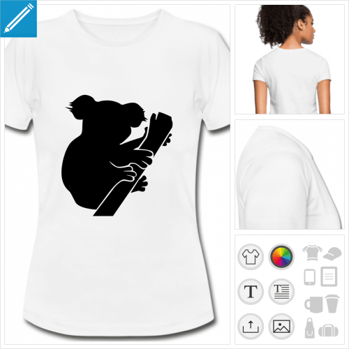 t-shirt blanc simple koala  personnaliser et imprimer en ligne