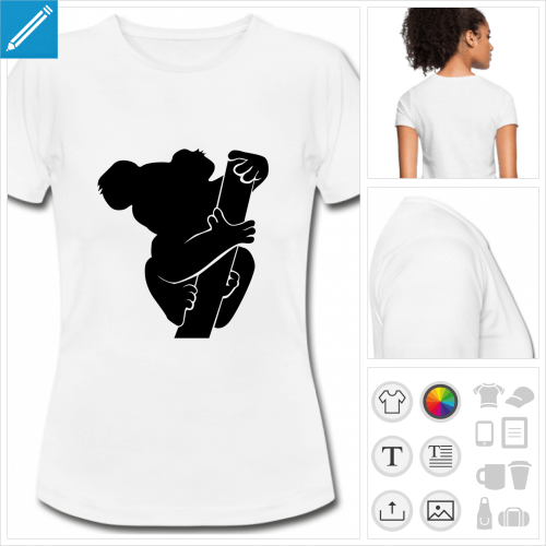 t-shirt blanc koala branche personnalisable