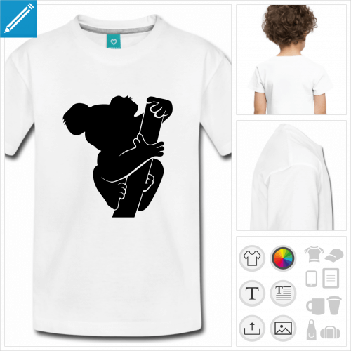 t-shirt bleu-marine picto koala à créer en ligne
