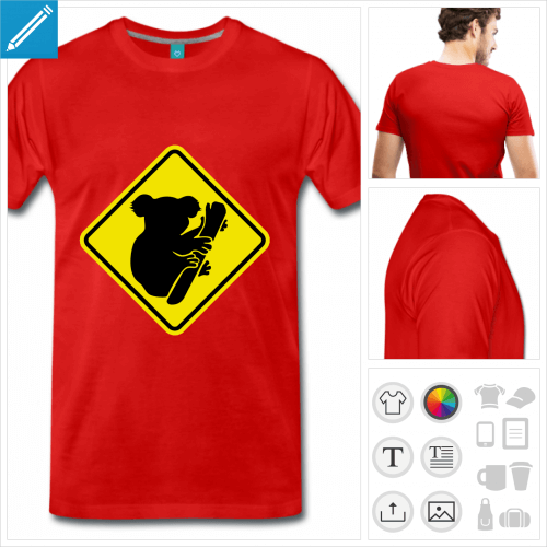 t-shirt homme koala  personnaliser et imprimer en ligne