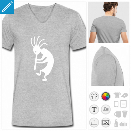 t-shirt manches courtes kokopelli  personnaliser et imprimer en ligne