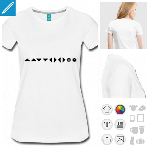 t-shirt manches courtes jeu vido  crer en ligne