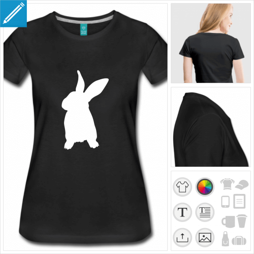 T-shirt lapin, pictogramme de lapin simplifi  imprimer en ligne.