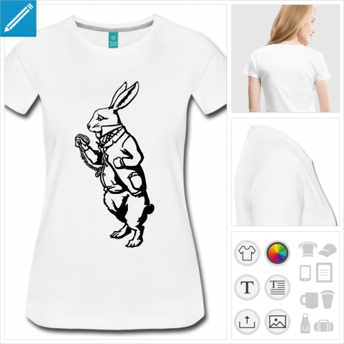 t-shirt femme lapin blanc  crer en ligne