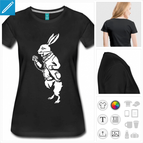 t-shirt manches courtes lapin blanc  imprimer en ligne